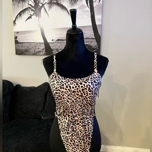 VICTORIA’S SECRET SEXY ONE PIECE LEOPARD W GOLD CHAIN BATHING SUIT!!! ~~ L ~~